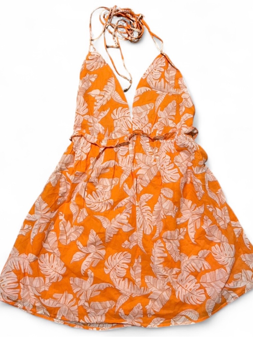Orange Tropical Mini Dress